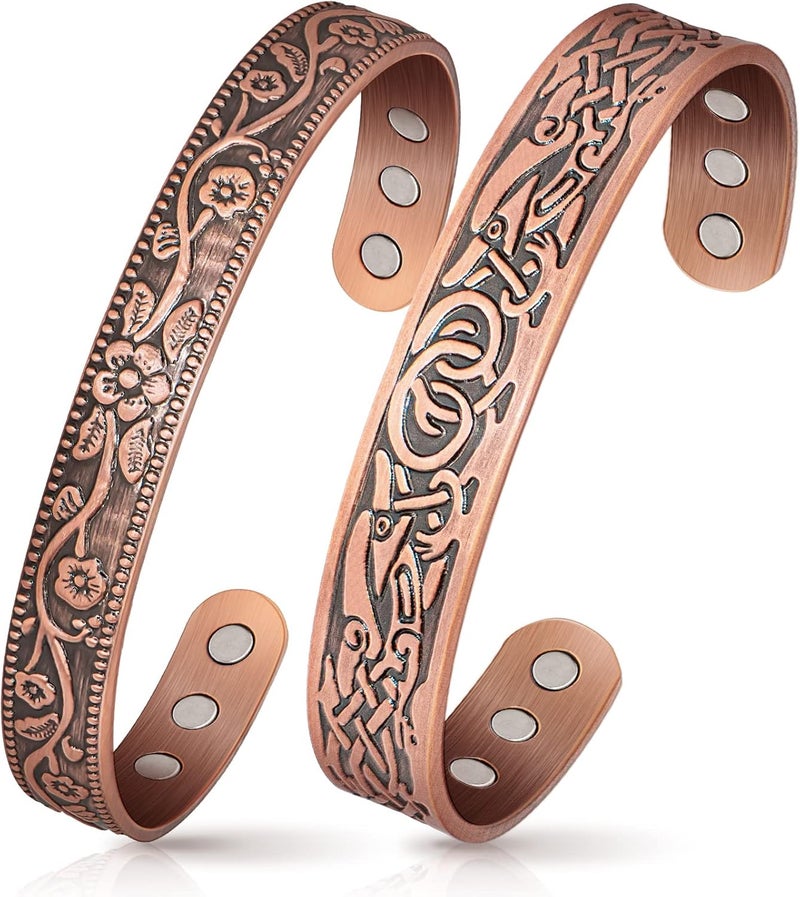 Mahnco Lymph Drainage Magnetic Copper Bracelet: Magnetic Bracelets for Women & Men, Lymph Detox Bracelet with 6 Magnets - Jewelry Gift Set for Couples - Image 1